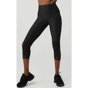 Alo Airlift Mesh High-Waist Celeste Capri Black Sheer Cut-Outs Cutouts Hi-Rise thumbnail 2