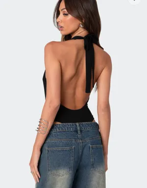 Edikted V-Neck Top Black thumbnail 3