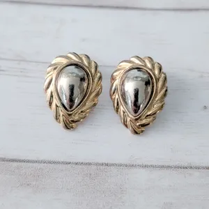 Vintage Clip On Earrings Silver Tone & Gold Tone Teardrop - Condition Issues thumbnail 3