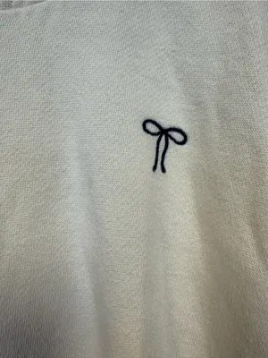Aerie Cream Coquette Ribbon Bow Cropped Hooded Sweatshirt Size M thumbnail 3
