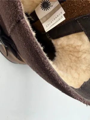 UGG Lorna brown leather and suede mid calf boot women’s 6.5 moto chic thumbnail 5
