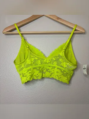 Aerie neon green lace fairy boho cute bralette medium casual sexy new women thumbnail 4