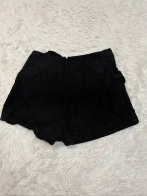 Mango linen blend black mini skort thumbnail 2