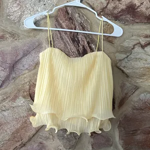 Commense Pleated Layered Ruffle Skirt Set size small Yellow thumbnail 3