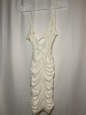 White Ruched Detail Mini Dress thumbnail 3