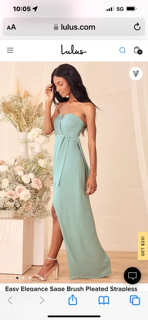 Lulus Sagebrush Pleated Strapless Maxi Dress thumbnail 3