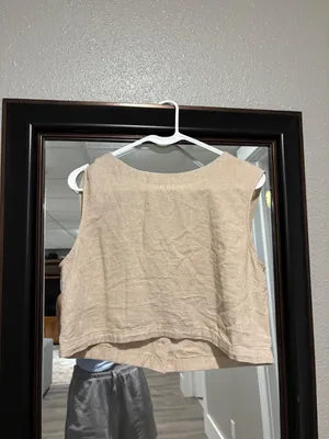 A New Day linen crop tank top thumbnail 2