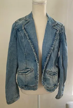 Vintage y2k boho coastal cowgirl Light Blue Jean Jacket size M thumbnail 1