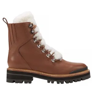 Marc‎ Fisher LTD Cognac Brown Leather Shearling Combat Winter Boots Size 6M NEW thumbnail 1