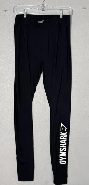 Gymshark Black Joggers with White Vertical Logo thumbnail 1