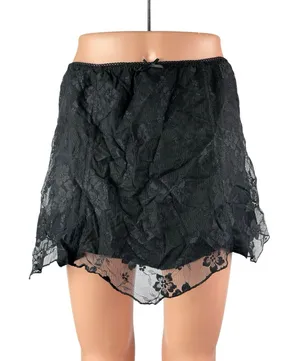 Urban Outfitters Women's Black Floral Lace Sheer Mesh Mini Flare A-Line Skirt M thumbnail 1