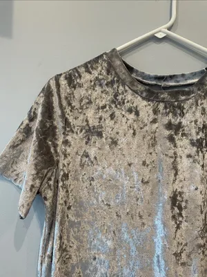 Crushed Velvet Short Sleeve Shift Dress in Silver-grey like new thumbnail 2