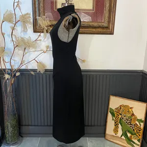 Good American Black Mock Neck High Slit Midi Dress Size 3 (Large)🧡🎀 thumbnail 7