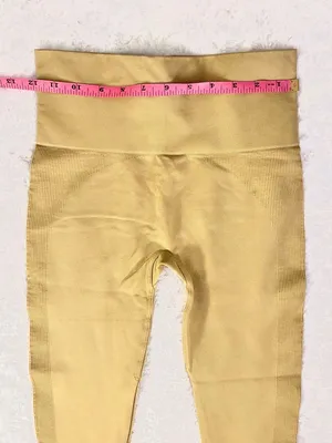 NWOT SET Active Sculptflex Seamless Leggings High Rise Cream Ribbed Logo Small thumbnail 3