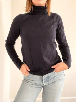 Vintage Lauren Ralph Lauren Navy Wool Cotton Turtleneck Sweater thumbnail 2