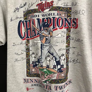 MN TWINS Baseball Campions 1991 Vintage Collectors T-Shirt Used Condition Sz L thumbnail 2