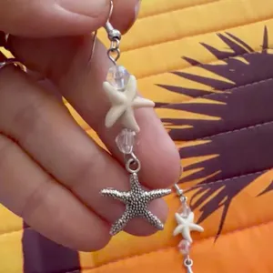 Handmade Silver & Cream Double Starfish Dangle Earrings 🌟🏝️ thumbnail 8