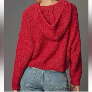 Anthropologie Pilcro Sailcloth Hooded Cropped Sweater Sz XL Loose Knit thumbnail 2