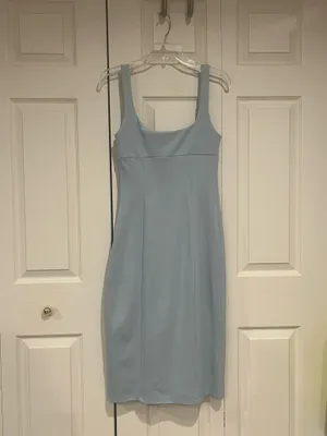 Showpo Pale Blue Scoop Neck Midi Dress with Front Slit thumbnail 2