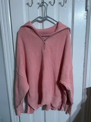 Aerie pink quarter zip sweater  thumbnail 2