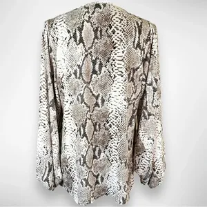 VICI‎ Women's Snake Print V Neck Balloon Sleeve Top Large | EUC thumbnail 2
