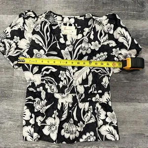 Anthropologie NWOT Somerset Blouse tropical black white floral top - XS thumbnail 7