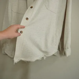 POL Size Large Cream Shacket French Terry Oversized Button Down Fall‎ Cozy Layer thumbnail 4