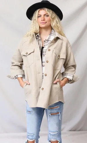 Love Tree Oatmeal Over Sized Jacket thumbnail 1