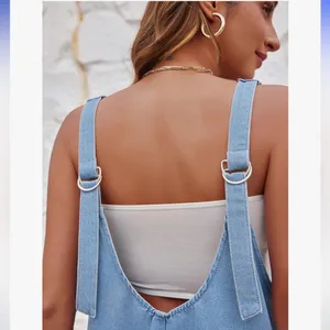 Greaidea Women’s High Roller Denim Shortalls in Light Blue thumbnail 2