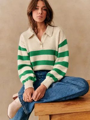 Hyfve Striped Polo Collar Knit Sweater thumbnail 1