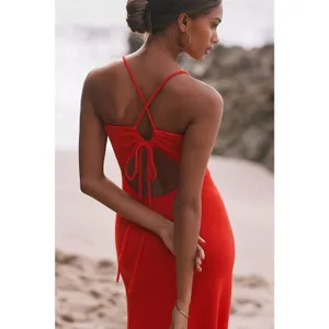 Anthropologie | Sunday in Brooklyn red knitted cowl neckline maxi dress NEW XS thumbnail 4