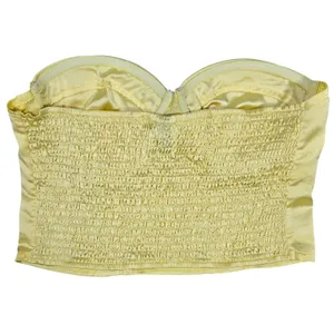 Princess Polly Yellow Satin Bustier Crop‎ Top US 8 Strapless Smocked Back thumbnail 2