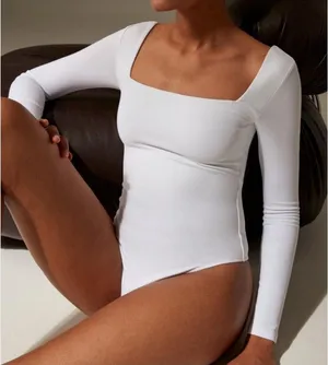 Aritzia Babaton Contour Squareneck Longsleeve Bodysuit in White Size Small thumbnail 1
