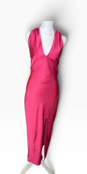 LULUS Pink Backless Halter Cutout Maxi Dress Size M thumbnail 1