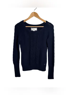 Y2K American Eagle Sweater Women's Medium Blue Knit Crewneck Vintage Coquette thumbnail 2