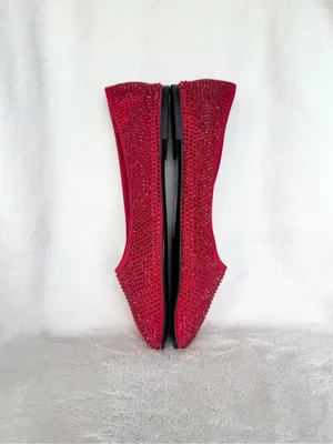H&M Women's Red Crystal Embellished Ballet Flats 6 NWOT thumbnail 6