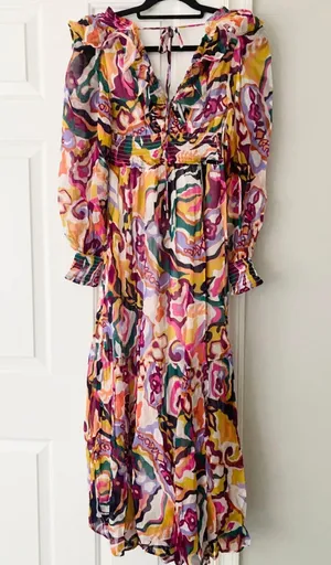 Anthropologie The Odetta Ruffled V-Neck Dress, Size XXS thumbnail 14