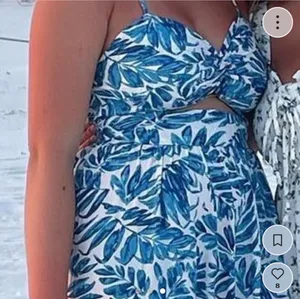 Long Blue And White Dress Size M thumbnail 1