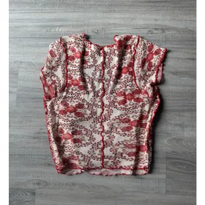 Free People Oh My Baby Mesh Tee L NWOT Sheer Y2K Fairy Grunge Top Red Floral thumbnail 5