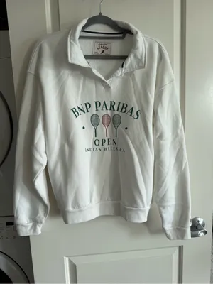League White BNP Paribas Open Pullover Hoodie Size undefined thumbnail 2
