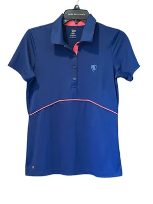 EP Pro Women’s Golf Shirt Size‎ Small Blue Pink Polo B Emblem thumbnail 1