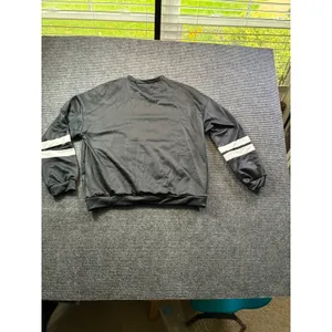 Black Varsity Stripe Crewneck Sweatshirt Women Large Long Sleeve Casual Pullover thumbnail 5