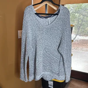 Free People Bright Lights Marled Knit Sweater XL Blue White Slouchy Oversized thumbnail 4
