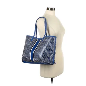 TORY BURCH Blue White Stripe Gemini Link Tote Bag thumbnail 2