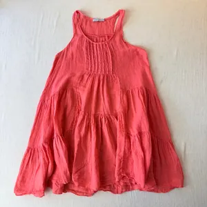 Tempo Paris Lagenlook Dress Womens XL Pink Linen Tiered Sleeveless Made Italy thumbnail 9
