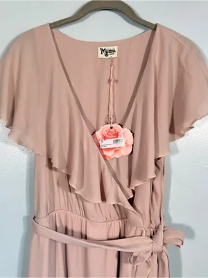 Show Me Your MuMu Jess Chiffon Midi Dress L Dusty Pink Wedding Guest Bridesmaid thumbnail 6