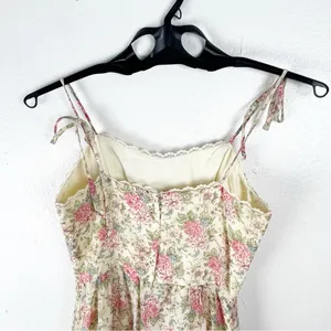 AMERICAN VINTAGE Floral Lace Trim Tie Shoulder Straps Back Zipper Maxi Dress 7/8 thumbnail 11