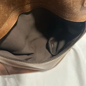 Brown faux Leather Shoulder Bag Executive Tote handbag computer bag Full Zip Top thumbnail 7
