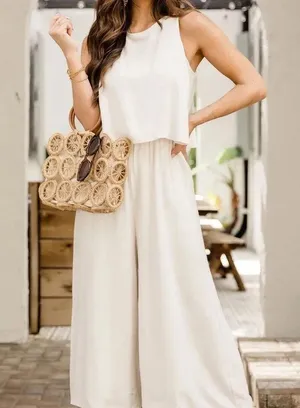 Pink lily NEVER WANNA LEAVE BEIGE JUMPSUIT thumbnail 6