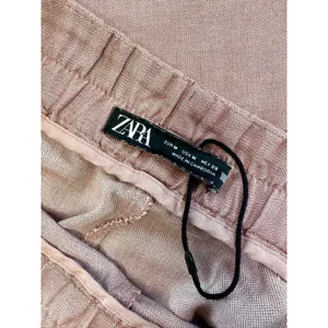 Zara Cotton Blend Cropped Pants Size M Cuffed Wide Hem Ankle Dusty Pink Coastal‎ thumbnail 7